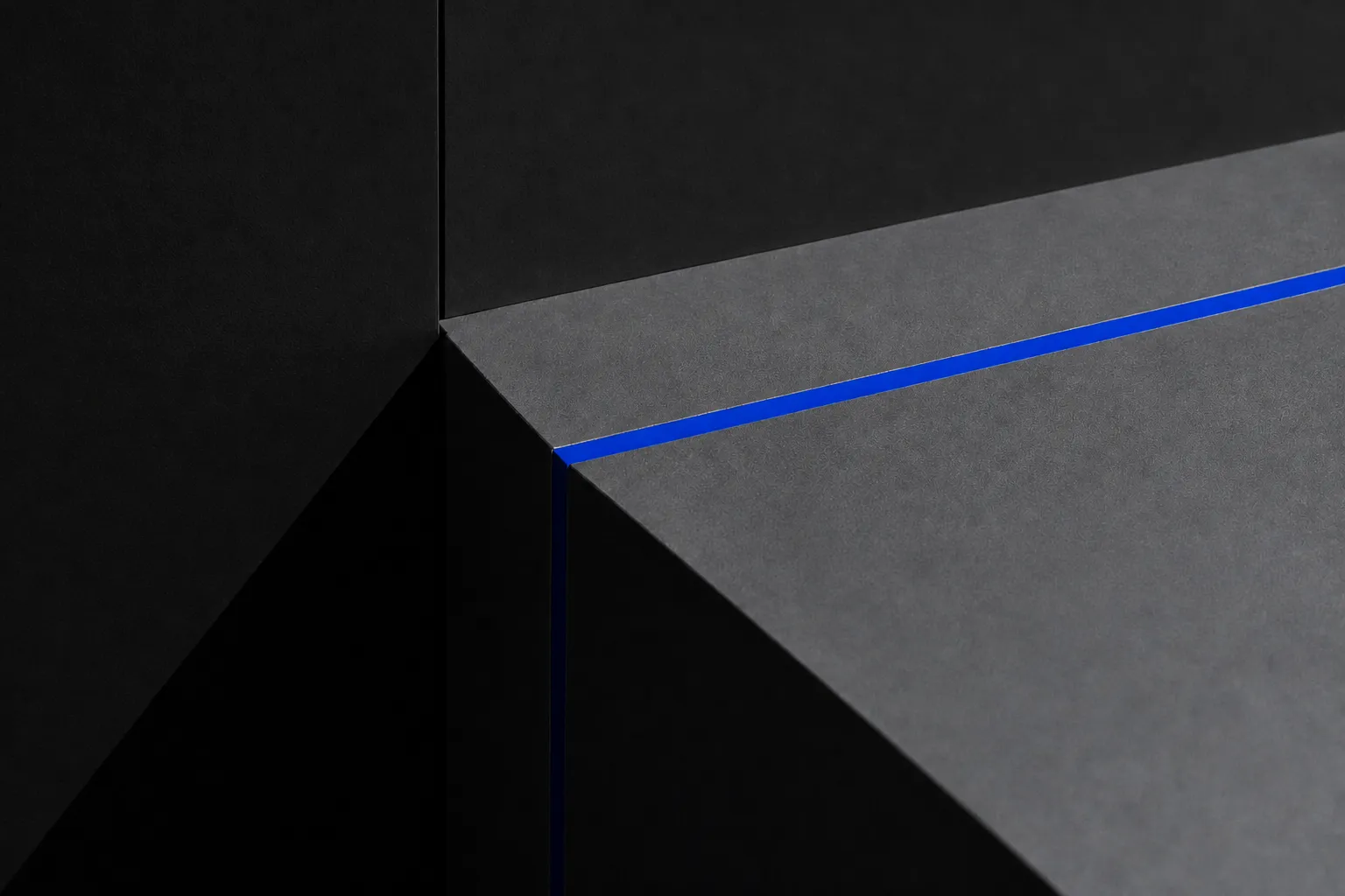 Sharp architectural corner with cobalt accent line